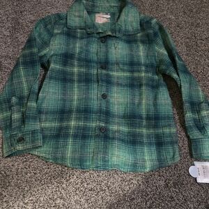 Cat & Jack Green Plaid Button Down Shirt